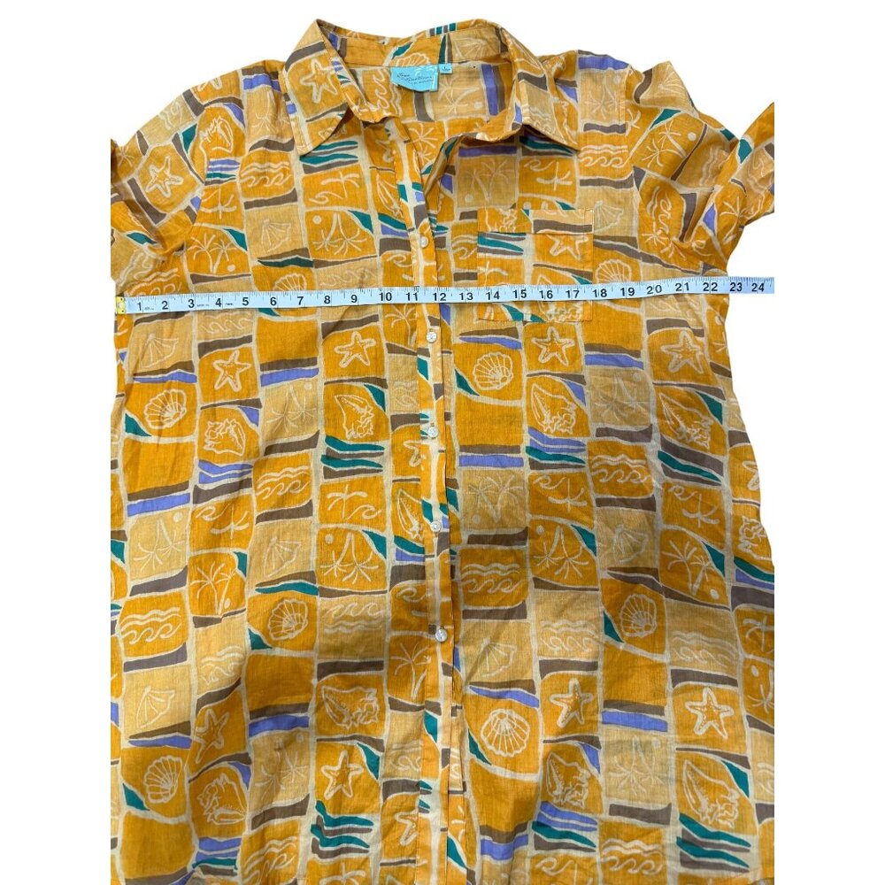 True Destinations Long Sleeve Top Womens Button-Up Shirt Resort Yellow Size L - Picture 4 of 7